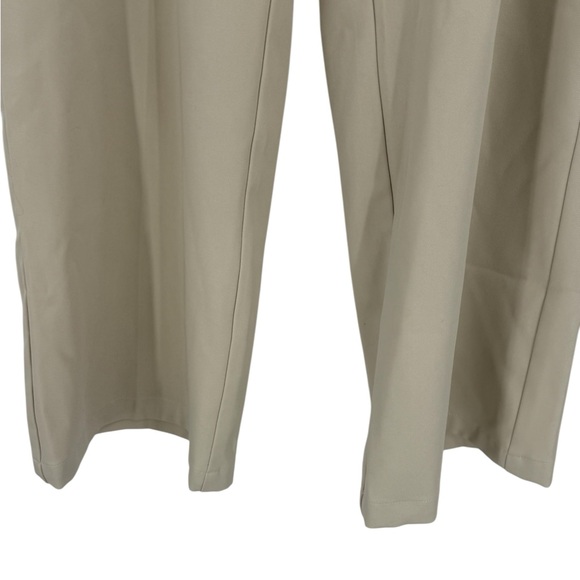 FUNYYZO Wide Leg Work Trousers High Elastic Back Waist Beige Straight Leg Pants - Picture 5 of 8